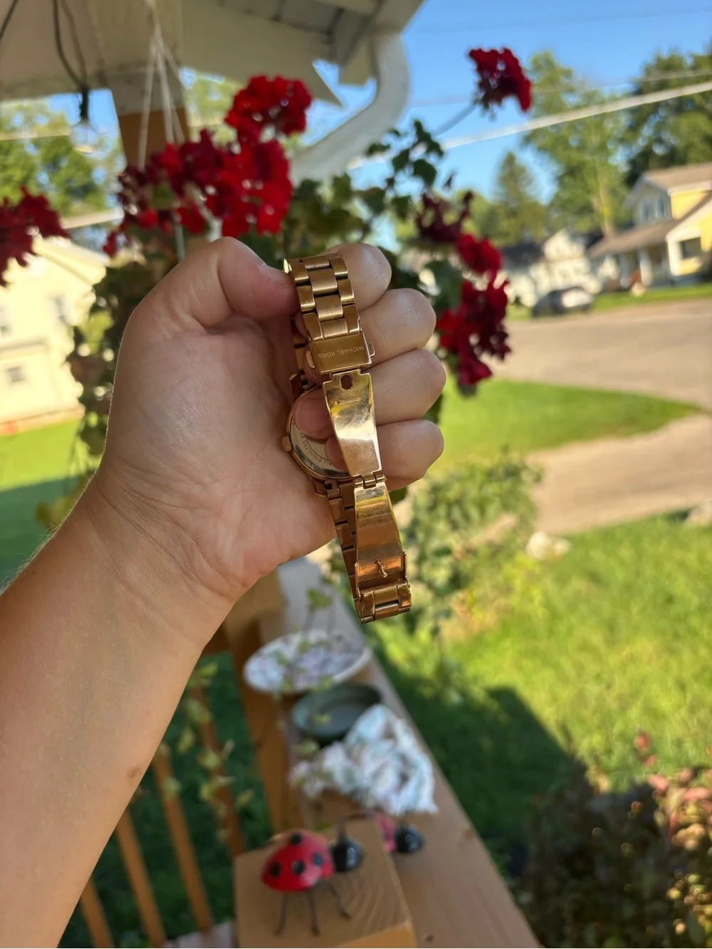 Michael Kors Rose Gold Toned MK Logo Bracelet Watch